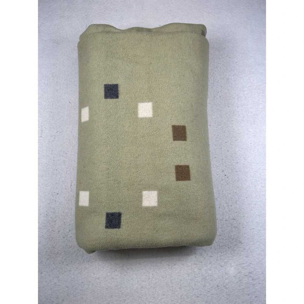 VTG Abstract Striped Dotted 100% Wool Blanket Nice Pendleton?